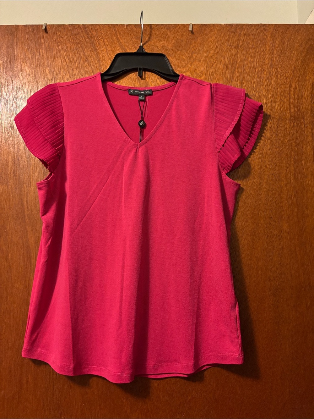 Pink Ruffle Sleeve V-Neck Top
